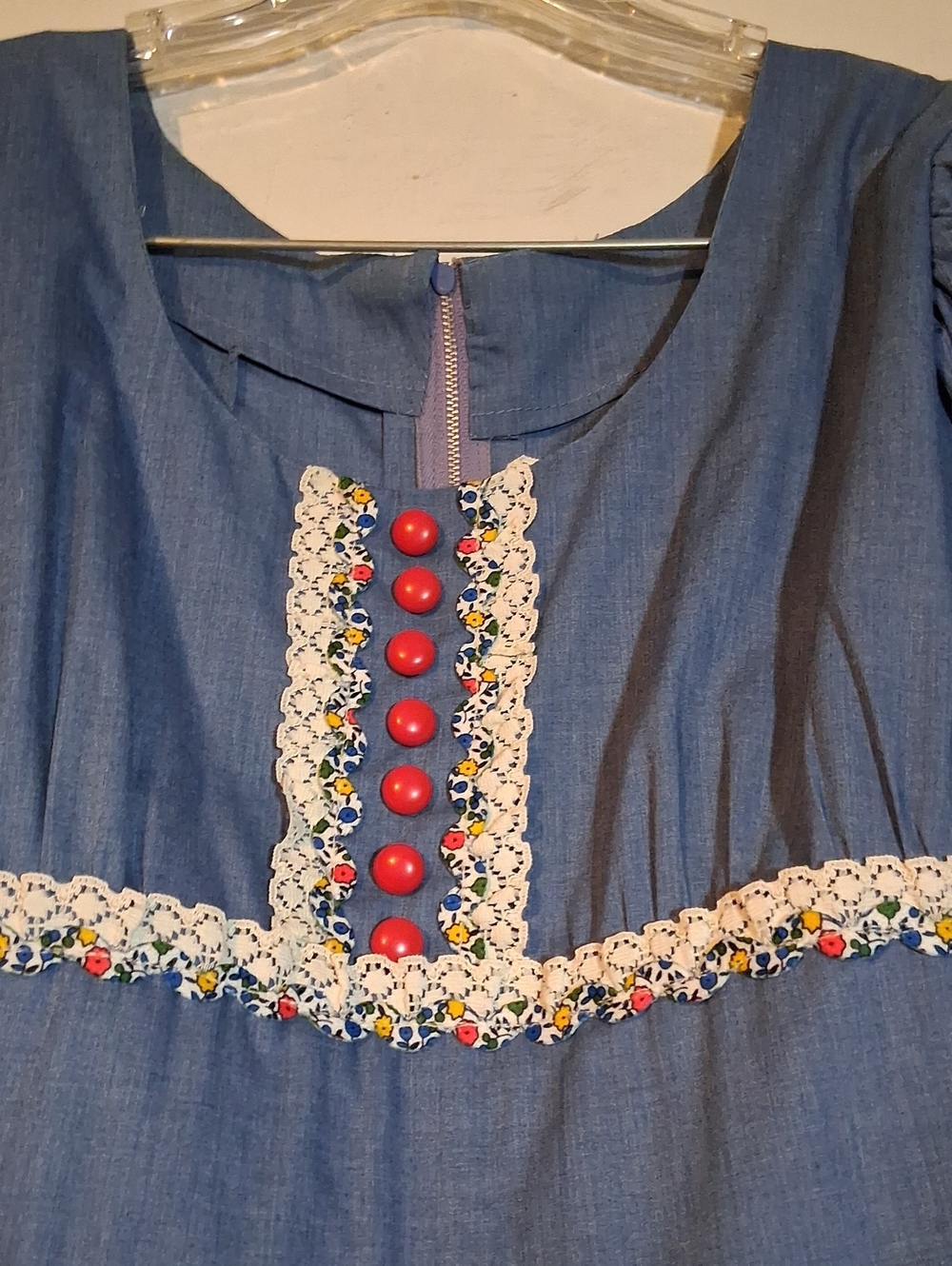 Vintage Blue Prairie Dress - Picture 3 of 7